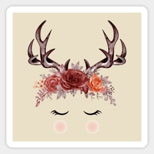 Deer Antlers Autumn Flowers Magnet